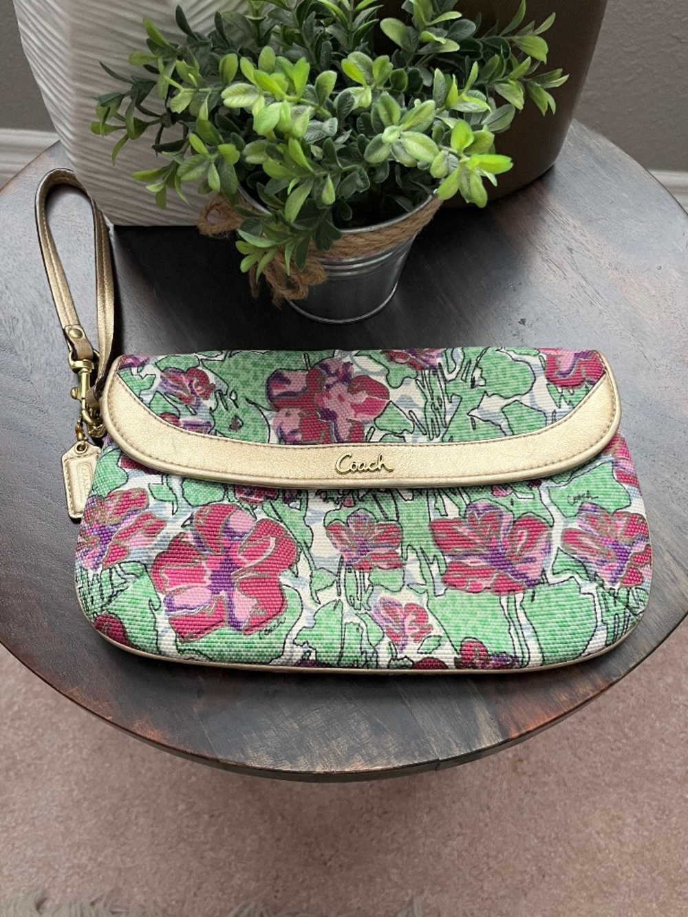 Coach Ashley Iris Floral Wristlet